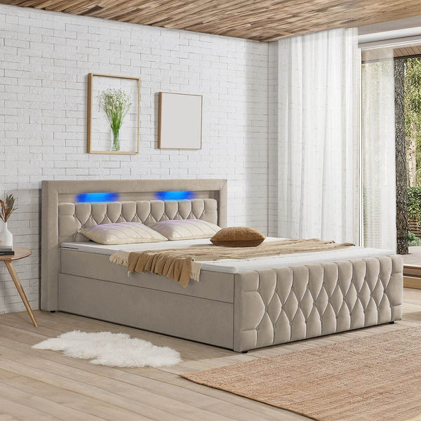 Boxspringbett Leona 140x200 cm - Beige