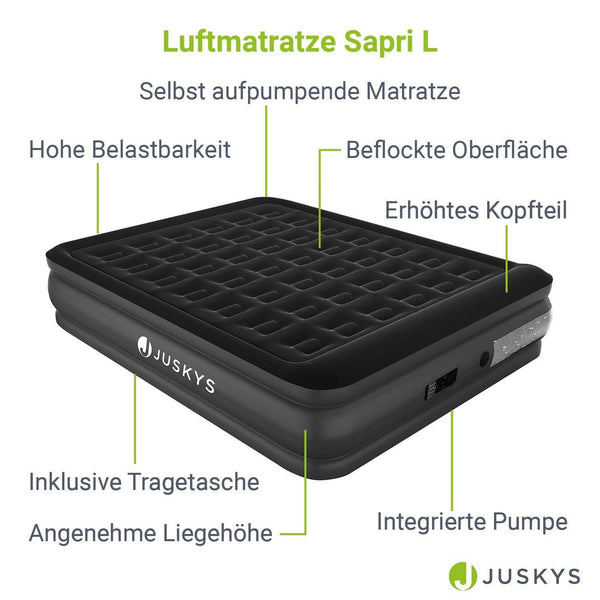 Luftbett Sapri L mit integrierter Pumpe - Schwarz