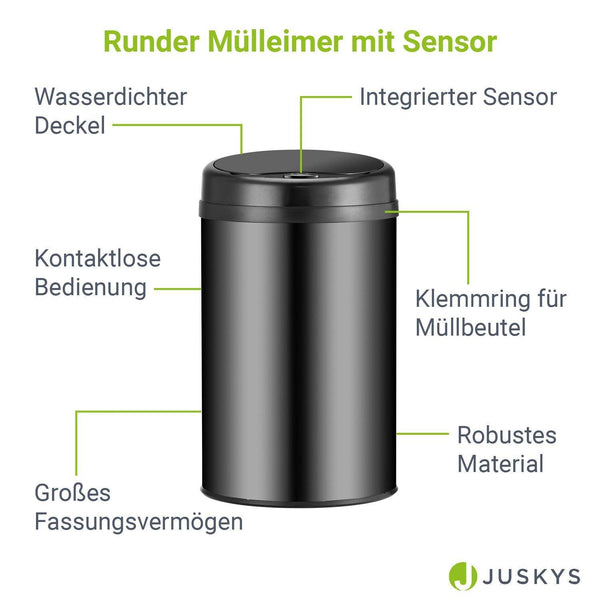 Automatischer Mülleimer mit Sensor - 30L Schwarz
