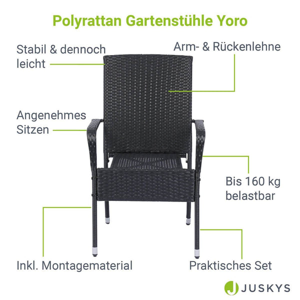 Polyrattan Gartenstühle Yoro 2er Set