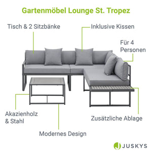 Gartenmöbel Balkonmöbel Lounge St. Tropez Grau