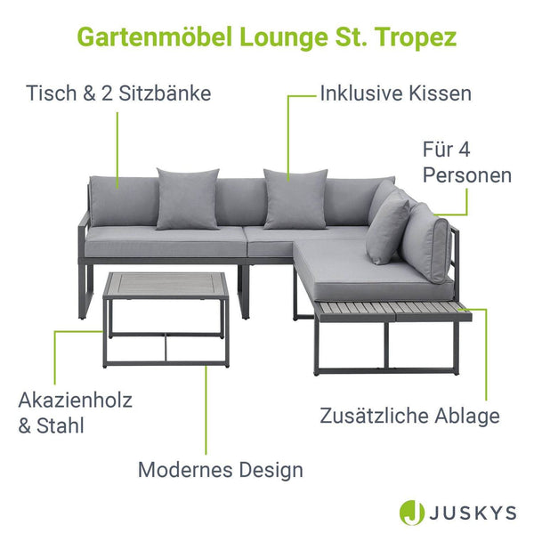 Gartenmöbel Balkonmöbel Lounge St. Tropez Grau