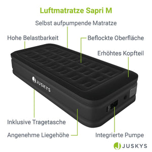 Luftbett Sapri M mit integrierter Pumpe - Schwarz