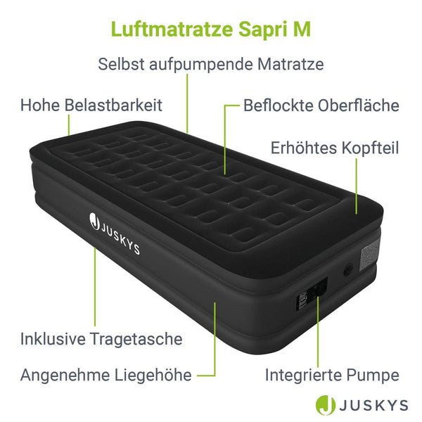 Luftbett Sapri M mit integrierter Pumpe - Schwarz