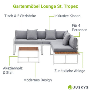 Gartenmöbel Balkonmöbel Lounge St. Tropez Weiss
