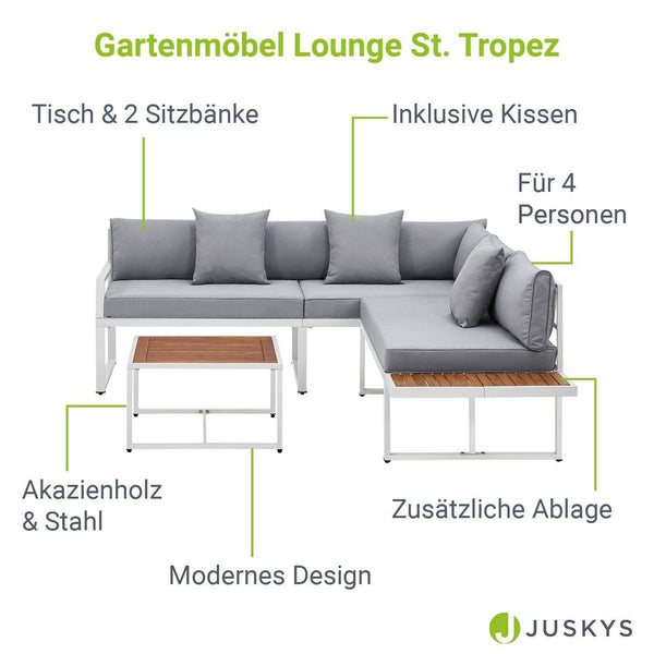 Gartenmöbel Balkonmöbel Lounge St. Tropez Weiss