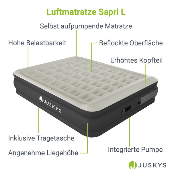 Luftbett Sapri L mit integrierter Pumpe - Grau/Anthrazit