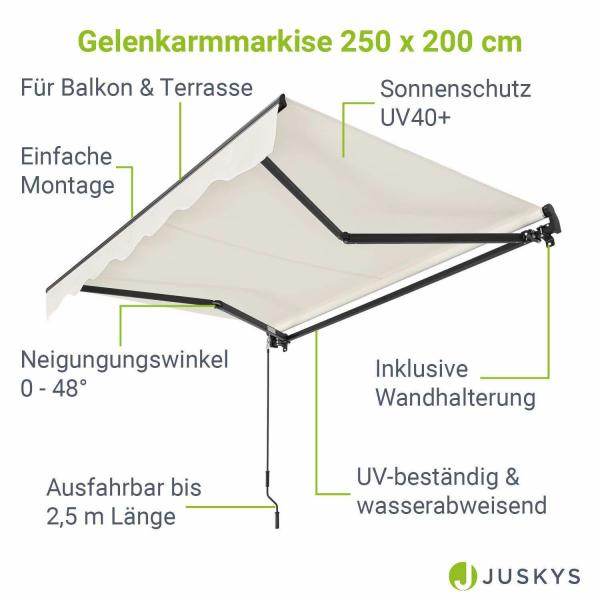 Gelenkarmmarkise 250 x 200 cm mit Kurbel Beige