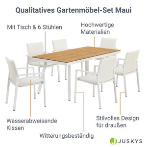 Premium Gartenlounge Set Maui Tisch mit 6 Stühlen