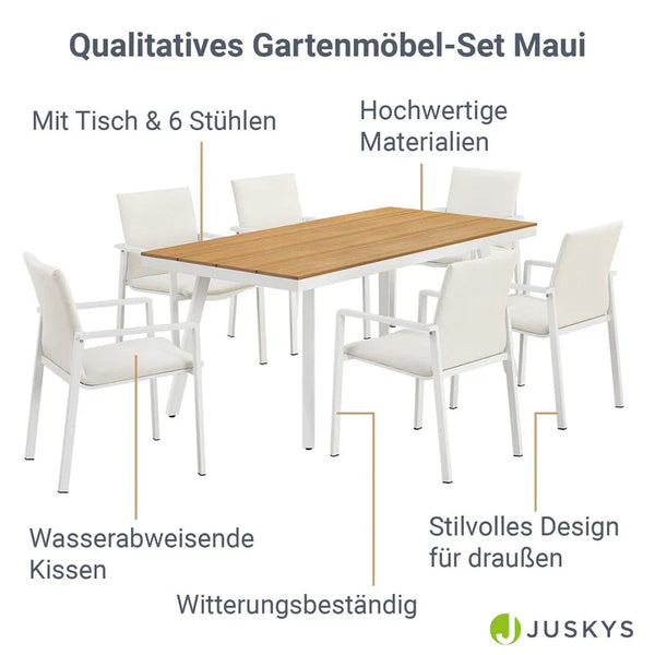 Premium Gartenlounge Set Maui Tisch mit 6 Stühlen