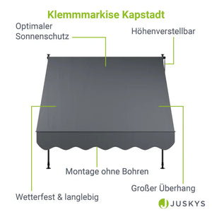 Klemmmarkise Kapstadt 200x120 cm Grau