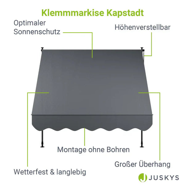 Klemmmarkise Kapstadt 200x120 cm Grau