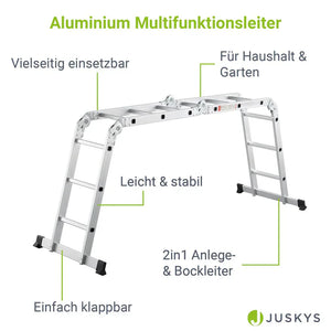 Aluminium Multifunktionsleiter 3,6m Tragfähigkeit bis 150 kg