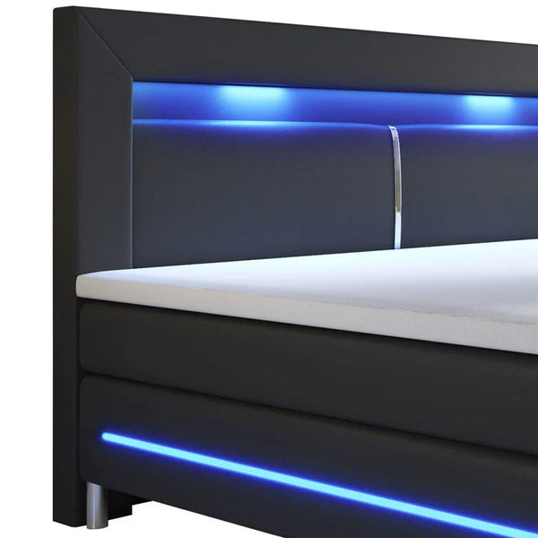 LED Boxspringbett Norfolk 140x200 schwarz