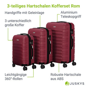 Hartschalen Kofferset Rom 3 tlg Rot