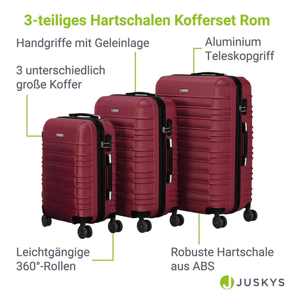 Hartschalen Kofferset Rom 3 tlg Rot