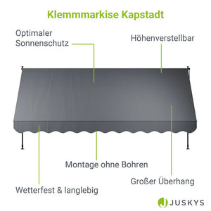 Klemmmarkise Kapstadt 400x120 cm Grau