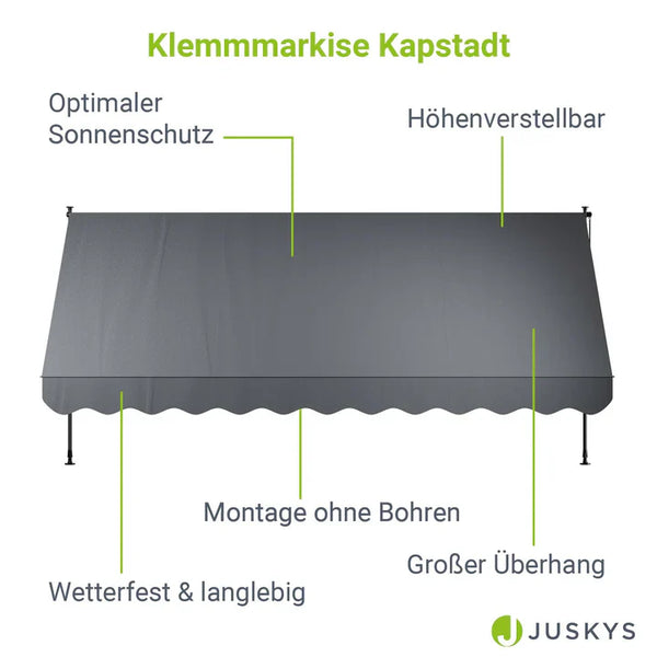 Klemmmarkise Kapstadt 400x120 cm Grau