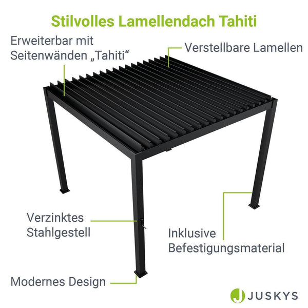 Pergola Lamellendach Tahiti 3x3 m mit verstellbaren Lamellen Anthrazit