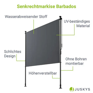 Senkrechtmarkise Barbados 150x310 cm Grau