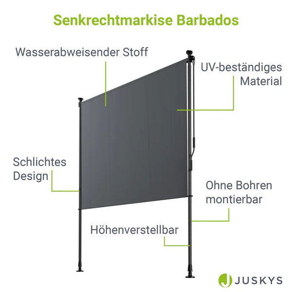 Senkrechtmarkise Barbados 150x310 cm Grau