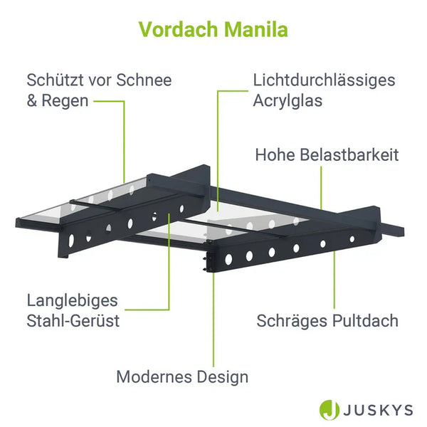 Modernes Vordach Pultdach Manila 100x80 cm