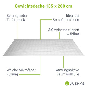 Gewichtsdecke 135x200 cm für besseren Schlaf 9 kg