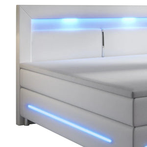 Boxspringbett Norfolk 180x200 cm weiss - LED-Streifen und Federkernmatratze
