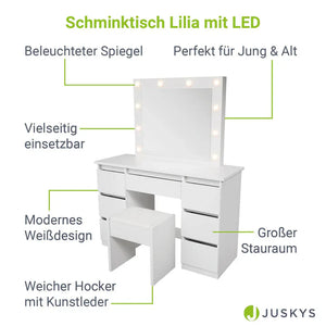 Schminktisch mit Spiegel Talea mit Hocker Melly