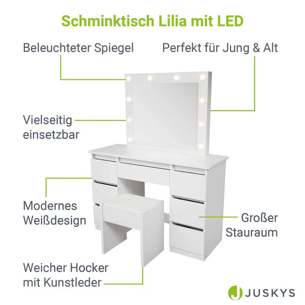 Schminktisch mit Spiegel Talea mit Hocker Melly