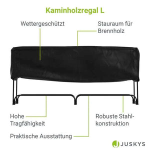 Kaminholzregal aussen mit Abdeckung Grösse L Schwarz