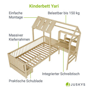 Kinderbett Yari mit Tisch und Stuhl Natur