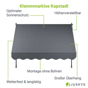 Klemmmarkise Kapstadt 250x120 cm Grau