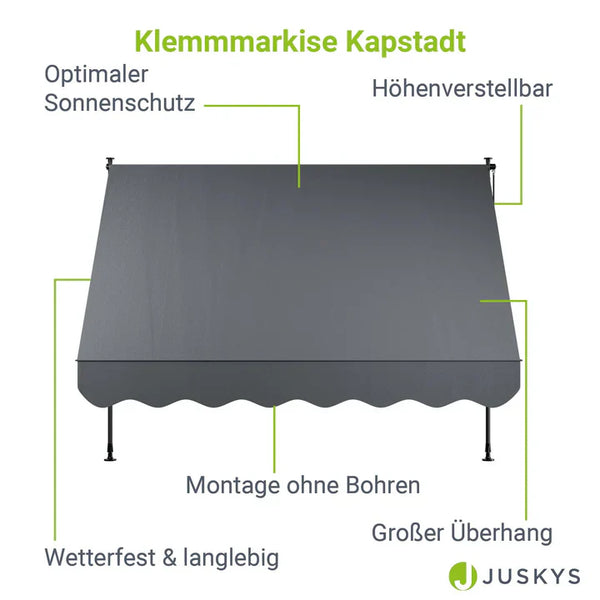 Klemmmarkise Kapstadt 250x120 cm Grau