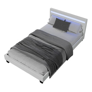 Polsterbett Verona 120 x 200 cm mit LED Beleuchtung in weiss