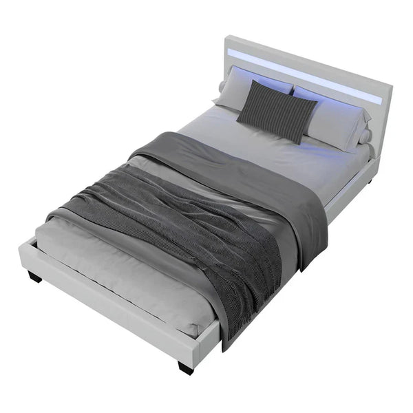 Polsterbett Verona 120 x 200 cm mit LED Beleuchtung in weiss
