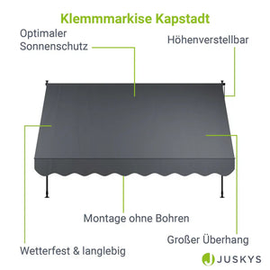 Klemmmarkise Kapstadt 300x120 cm Grau