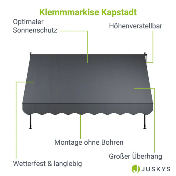 Klemmmarkise Kapstadt 300x120 cm Grau