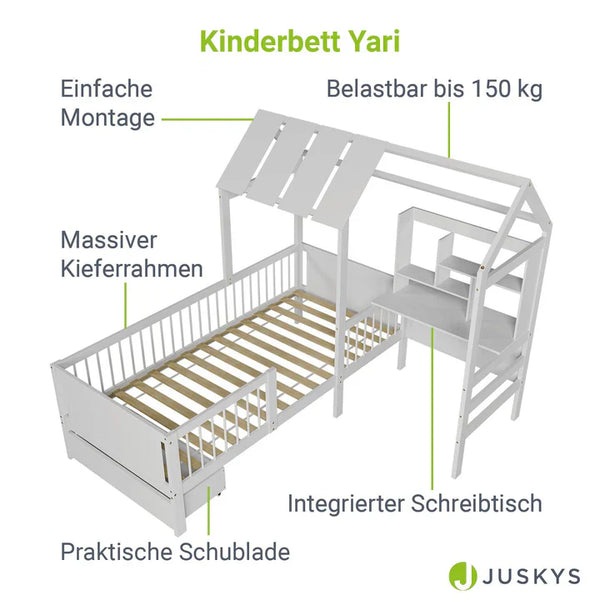 Kinderbett Yari mit Tisch und Stuhl Weiss