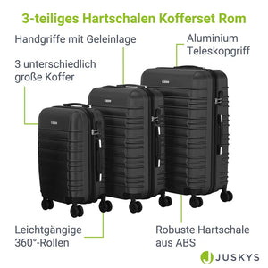Hartschalen Kofferset Rom 3 tlg Schwarz