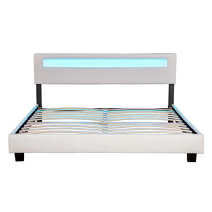 LED Polsterbett Paris 180x200 cm mit Lattenrost Weiss