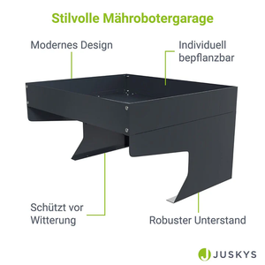 Mähroboter Garage mit Pflanzkasten Überdachung