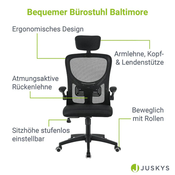 Bürostuhl Baltimore höhenverstellbar Schwarz