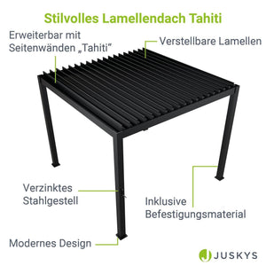 Pergola Lamellendach Tahiti 3x4 m mit verstellbaren Lamellen Anthrazit