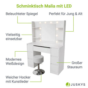 Schminktisch mit Spiegel Malia mit Hocker Tonia