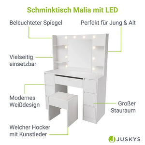Schminktisch mit Spiegel Malia mit Hocker Melly