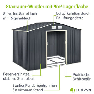 Metall Geräteschuppen Gerätehaus XL mit Satteldach in anthrazit