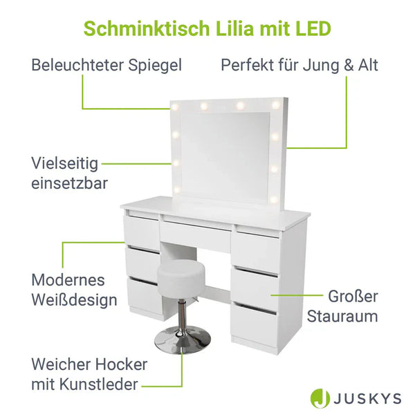 Schminktisch mit Spiegel Talea mit Hocker Tonia