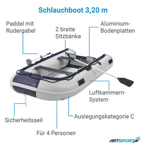 Schlauchboot 3,20 m mit 2 Sitzbänken inkl. Verzollungsnachweiss