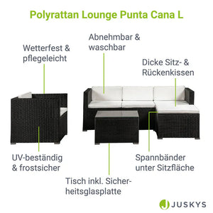 4-teilig Polyrattan Lounge Sitzgarnitur Punta Cana L schwarz
